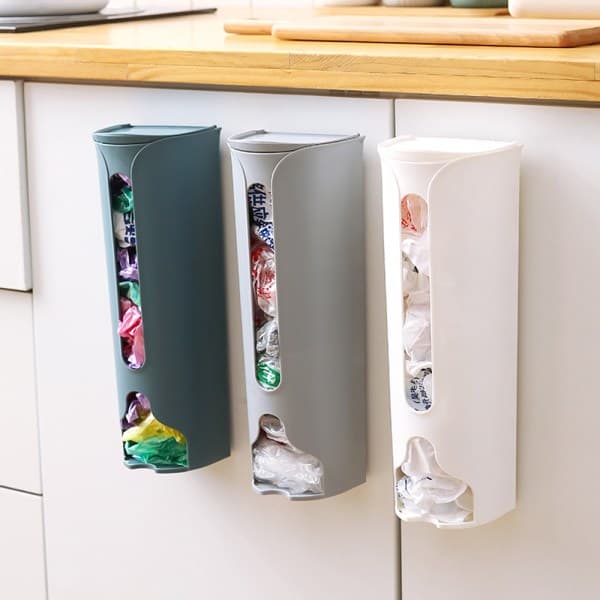 IC Plastposeholder, Dispenser til køkkenaffaldsposer, vægmonteret grå