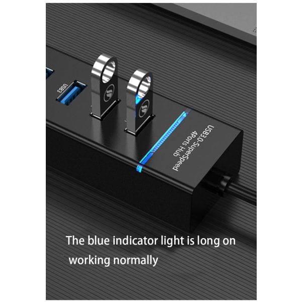 IC 4-ports USB 3.0-adapter for stasjonær bærbar datamaskin USB-hub