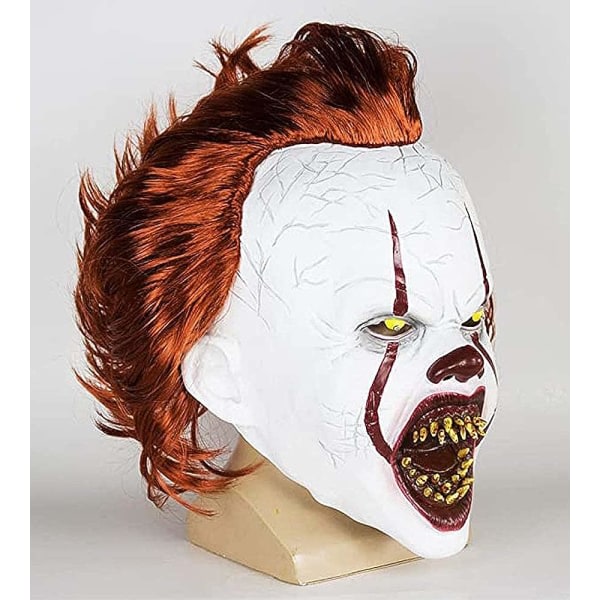 IC Pennywise Scary Clown Latex Mask Joker läskig Halloween Creepy Tooth