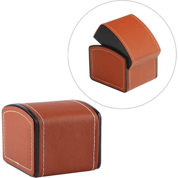 IC Kvadratisk presentförpackning PU-läderarmband Watch Storage Box Enkel Ruts Case för klocka (En brun)