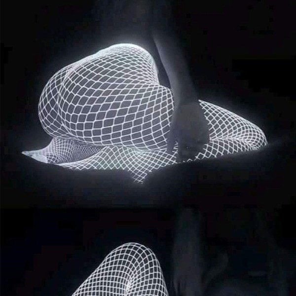 Kvinnor Självlysande Nätstrumpor Glow in the Dark Strumpbyxor Sock Vit