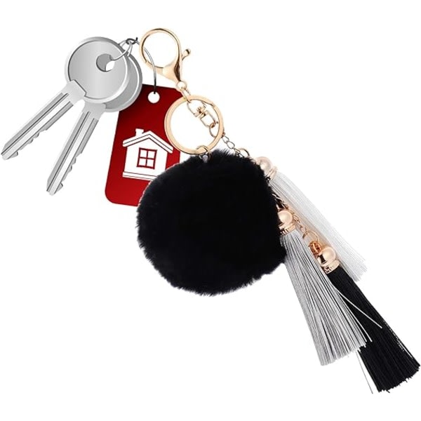 1. nyckelring med fluffig pompon, fuskpälsnyckelring, Bag Charm, Wo IC