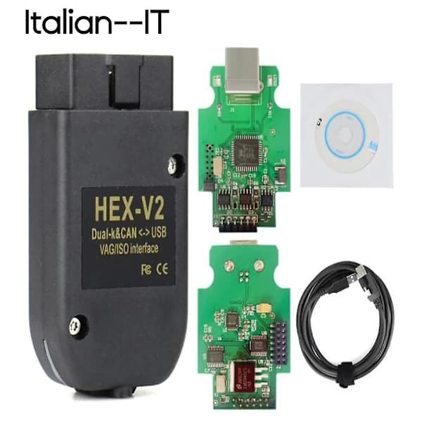 Flersproget Vcds Hex X2 22.3 Hex Can Usb Interface V2 Atmega162+16v8+ft232rq Italiensk Italian