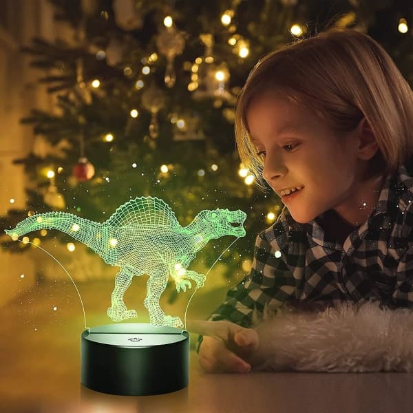 Nattlys for barn, 16 farger 3D Spinosaurus nattlys