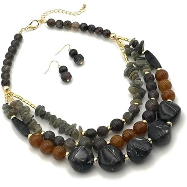 IC Bohemian Style Multi Oversized Pearl Tre-etagers Halskæde til Gaver til Kvinder og Piger