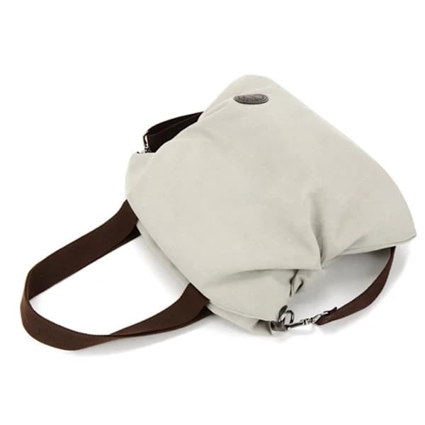 Large Cream White Reusable Canvas Shopping Bag with Large Capacity, Shape-Retaining