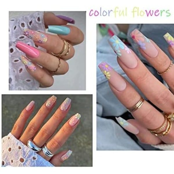 IC Färgglada Blommiga Nageldekaler 3D Självhäftande Blom Nageldekaler Iskristall Blomma Daisy Fjäril Hjärta Nagel 30 ark