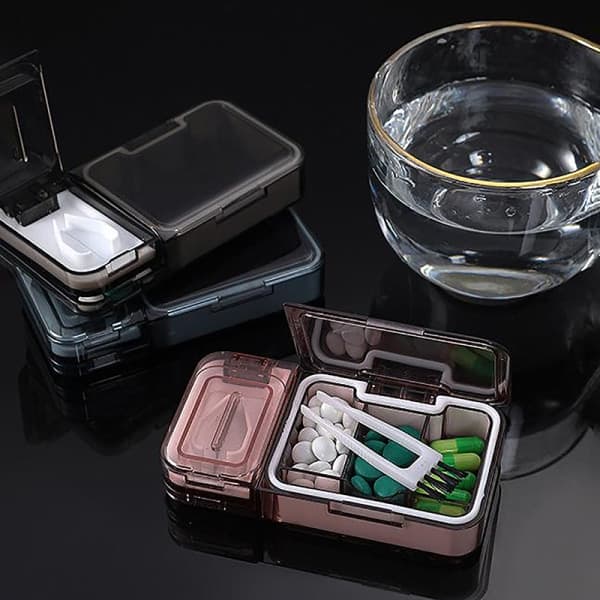 IC-pillerter-dispenser medicinorganisator tablettfodral blå