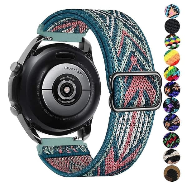 Nylonrem til Samsung Galaxy Watch 4/classic/46mm/active 2/gear S3 Justerbar elastisk rem Vin 20mm
