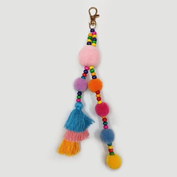 Kvinnor Furry Pompom Tofs Nyckelring Charm Hänge Väska Hängande Dekoration 3-E 3-E