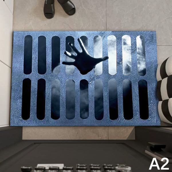 IC Clownfälla Skräck Badrumsmatta Halloween Mattor 3D Illusion Entra A3  50×80cm