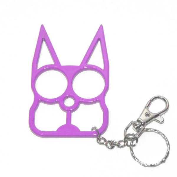 Cat Ear Nyckelring Två Fingrar Kedja Självförsvar Nödläge Fönsterbrytare Katt Nyckelring Lila Purple IC