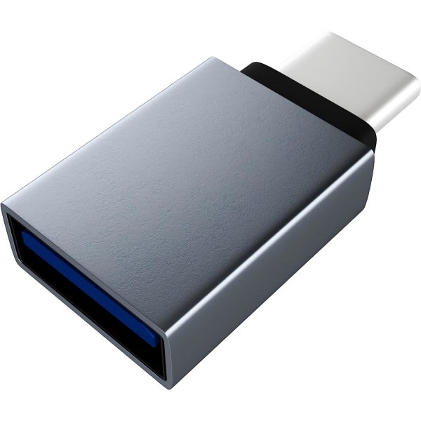 IC USB C - USB 3.0 -sovitin (2 kpl), USB sovitin Höghastighetsdataöverföring (OTG) USB hona till USB C hane Bärbar, grå