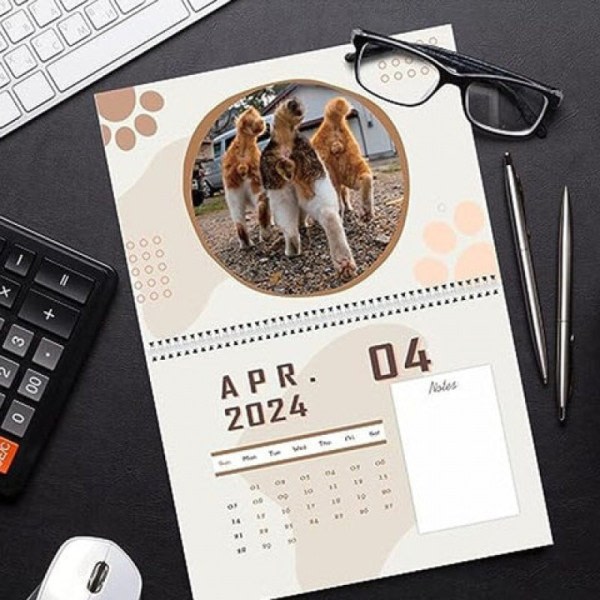 2024 Katte-Bagdel Vægkategori - Sjov og Charmerende Kattekalender til Hjemmet - Perfekt til Soveværelse, Stue - 11,42x8,27 tommer!