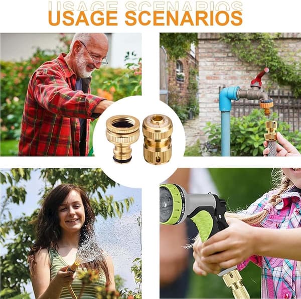 Garden Couplings - Garden Hose Coupling Set - Brass Coupling - Quick Coupling - Hose Faucet - Universal Coupling - Kitchen Faucet