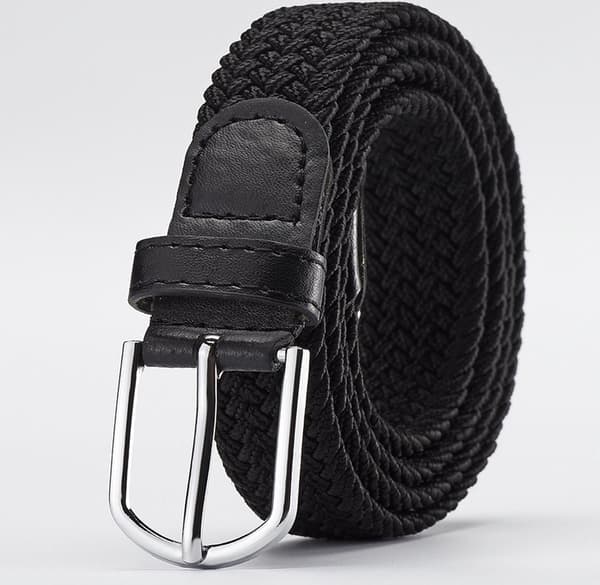 2 - Byxbälte - Herrläderbälte - Mason - Jeansbälte - 107 - cm - Svart - Elastiskt - Justerbart - Bälte - Unisexbälte - Snabb - Män