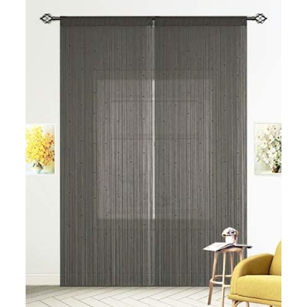 IC Sort, 100x200cm Hjemindretning Perlegardin, Polyester