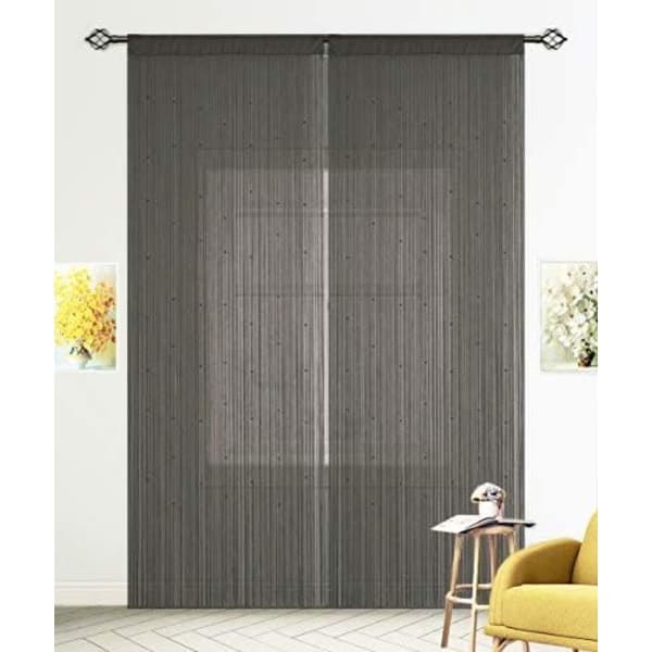 IC Svart, 100x200cm Hjeminnredning Perlegardin, Polyester