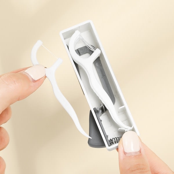 IC Plast Automatisk Bärbar Flosser Förvaringslåda Floss Pick Disp