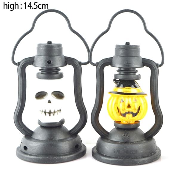 IC 2 stk LED lysende Halloween græskar og kranie lanterne lys Medium: Græskar + Kranie