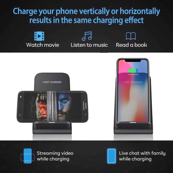IC Trådløs Oplader 30W - SAMSUNG - IPHONE - HURTIGLADDNING - Qi 30W Sort