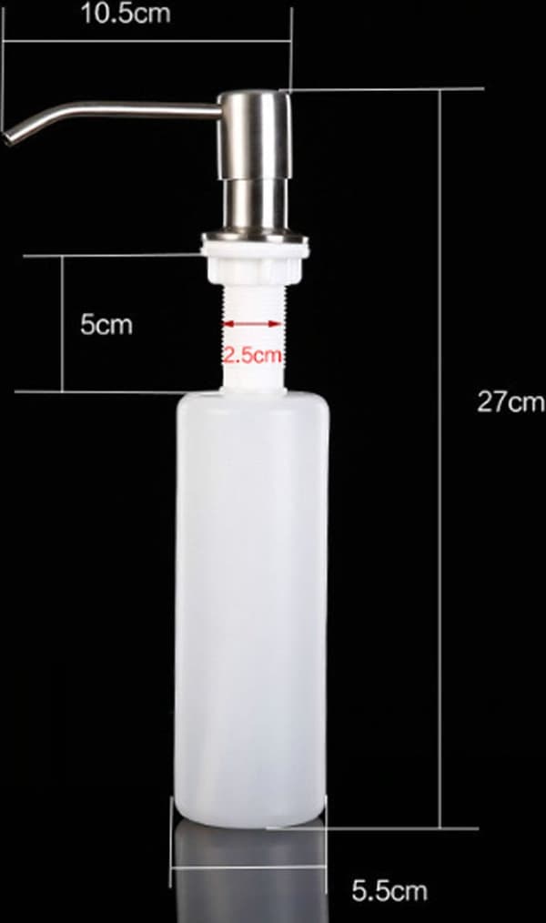 300ml - Sæbedispenser - vask - Opvaskemaskinesæbedispenser - rustfrit - stål - Bordpumpe - med - sæbeflaske