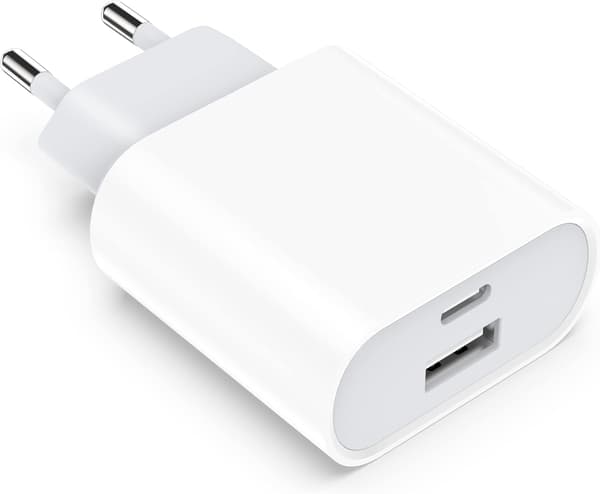 USB-C lader, 20W doble USB-C porter, strømadapter