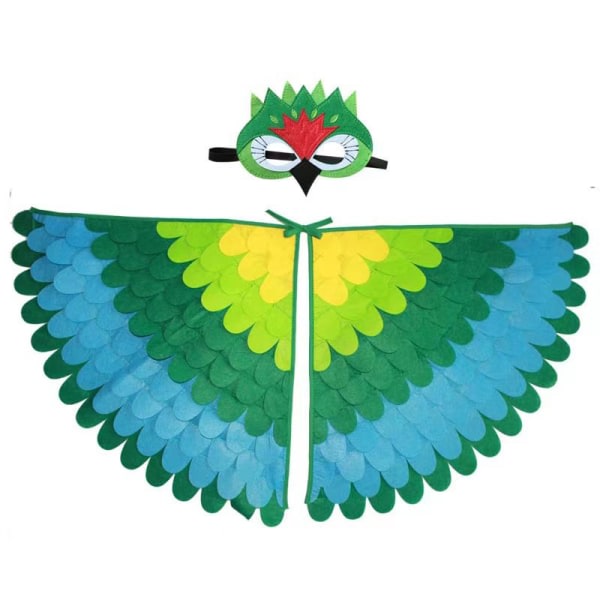 Ugglapåfågelvingar Fågelkostym med mask Fest Cosplaydräkt för barn färg1