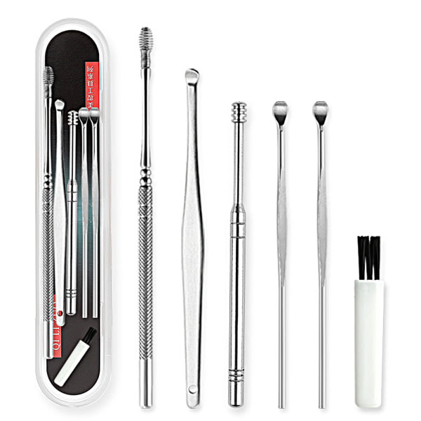 6 kpl ruostumatonta terästä kaivavat korvalapiot korvakoukut korvanpuhdistus 6PCS