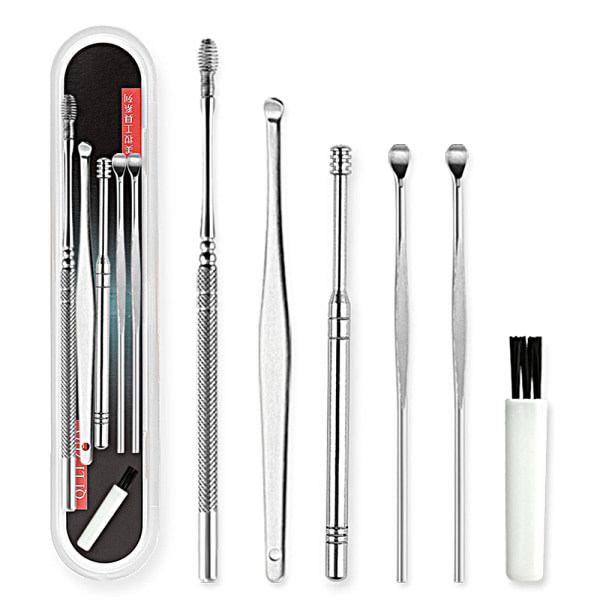 6 st rostfritt stål gräv öron sked öron krok öronrengöring 6PCS
