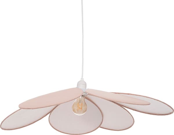 Blomsterpendellampe 64 cm, hengelampe i polyester og jern til barnerom og barnehage, rosa taklampe, Mendy