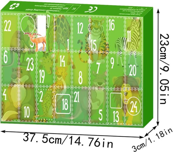 24-dages julekalender med dyrefigurer til børn, jule-nedtælling 2025 35 35 35