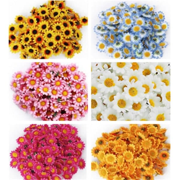 100 stk. kunstige Gerbera Daisy silkeblomsterhoveder til DIY-bryllup - Pink