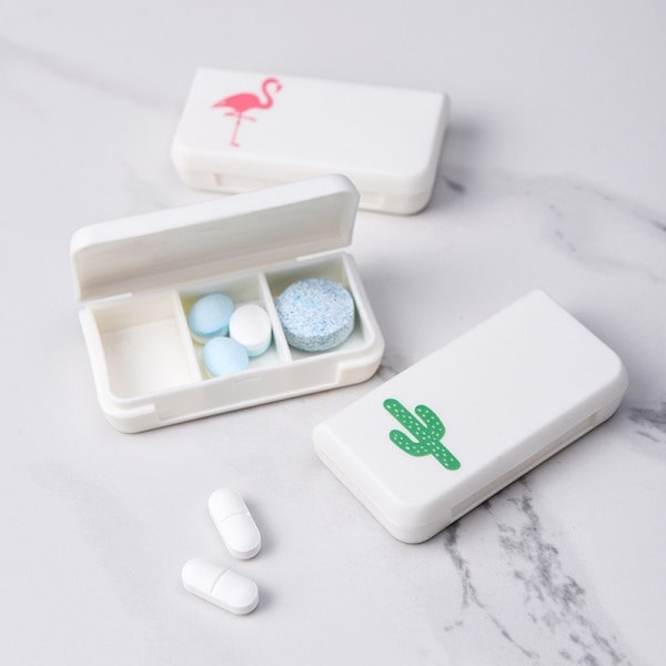 IC 3-Ruts Mini Pillerask Plast Rese Medicinask Söt Liten Tablett Piller Förvaring Organizer Ask Hållare Behållare Dispenser Ask