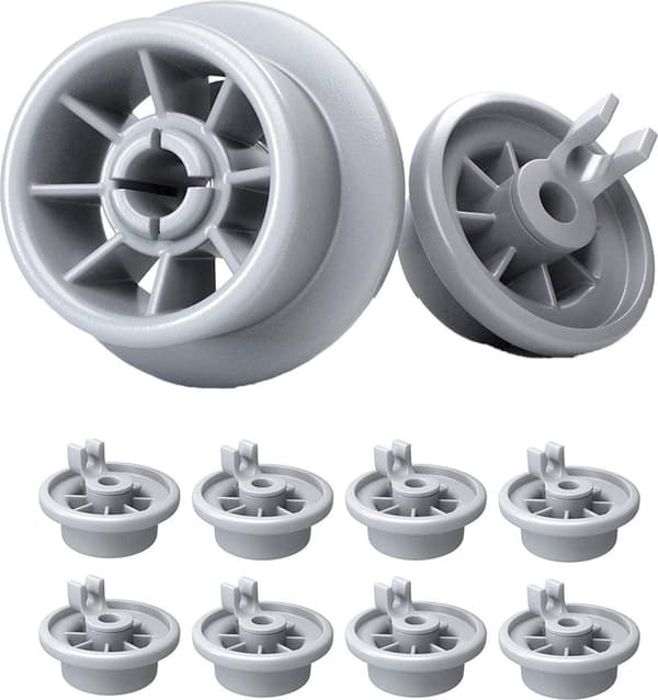 Diskmaskinshjul, 8-pack plastbyteshjul för Bosch Siemens Neff 165314 nedre korgar, grå