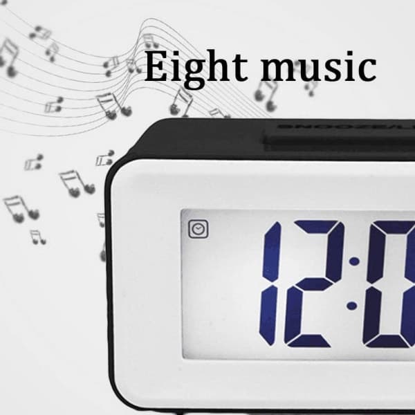 IC Digital LED-alarm Dato Temperatur Musik Batteridrevet, Sort