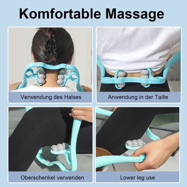 Nackmassage, manuell nackmassagerulle, 6-bollsmassage