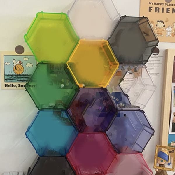 IC Display Case Hexagonal Clear Blind Box Showcase DIY Storage Rac A7