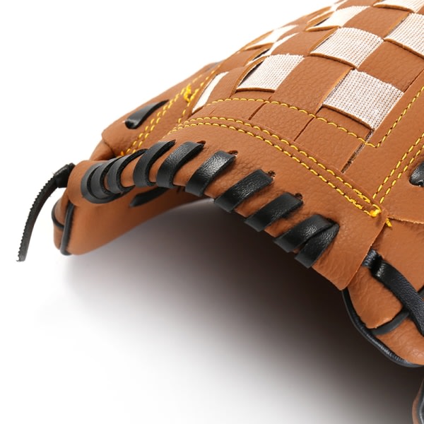 Baseballhåndske til udendørssport PU-lædervaddhandskar brun 9,5 tommer