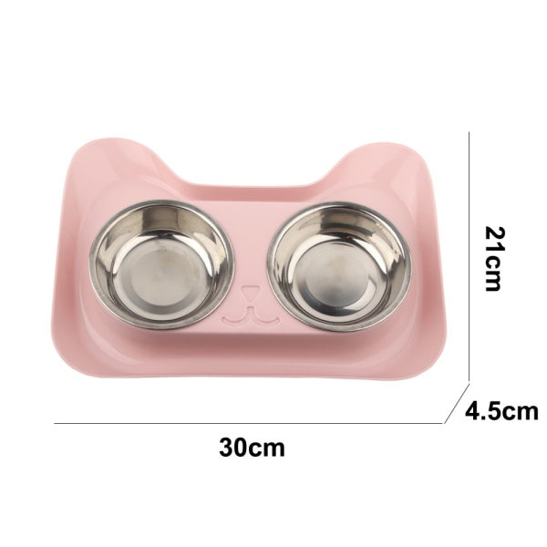 IG Dobbel hund/katteskål i rustfritt stål, mat/vannfôrer rosa