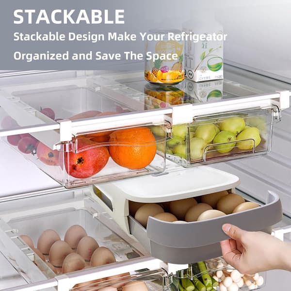 Storage Box - Egg Holder - Transparent - Plastic - Refrigerator - White - Egg Storage Box - Egg Storage Container