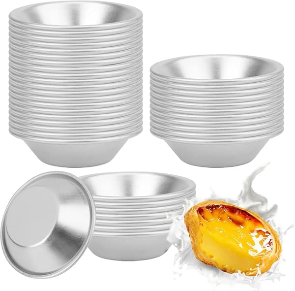 24 delar aluminium äggformar - 7,5 cm/4 cm - återanvändbara och värmebeständiga