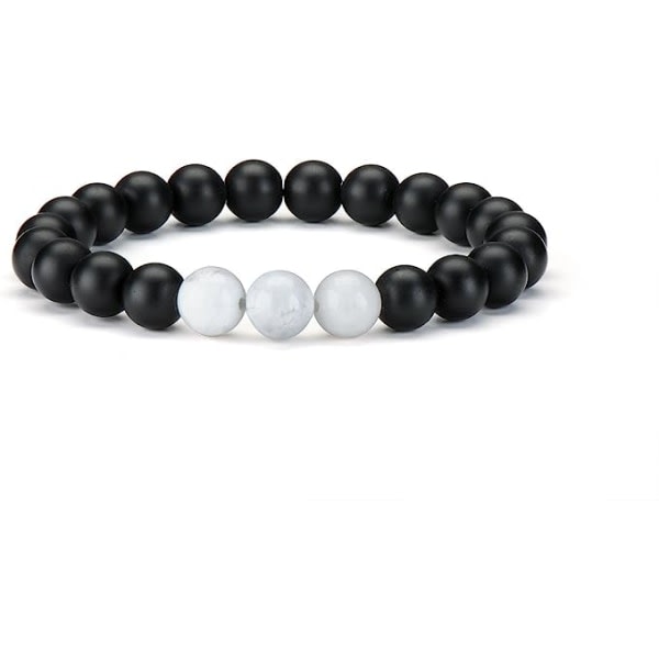 IC Langdistanse par armbånd Yin Yang armbånd Healing Power steinarmbånd, 7 tommer, stein, onyx