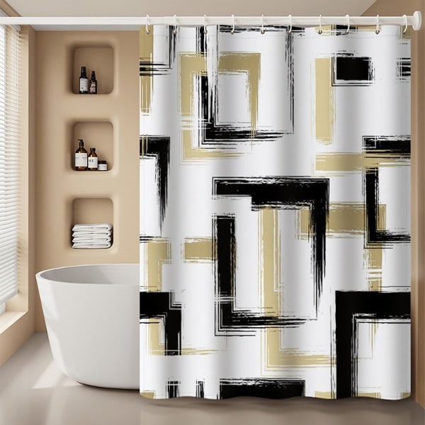 IC Abstrakt Kunst Planter Vandafvisende Bruseforhæng Anti-Mug, Antibakteriel til Badekar og Bruse Brun 180cm*180cm