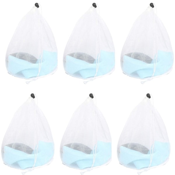 IC 6-pakks vaskesekk for vaskemaskin med mesh Gjenbrukbar stor nettpose for vask/beskyttelse/vasknett