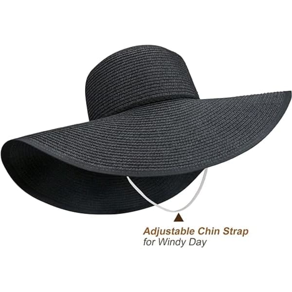 IC Kvinner Solhatt med Bred Brätte UPF50 Halm Sommerhatt Floppy Strandhatt Rullbar