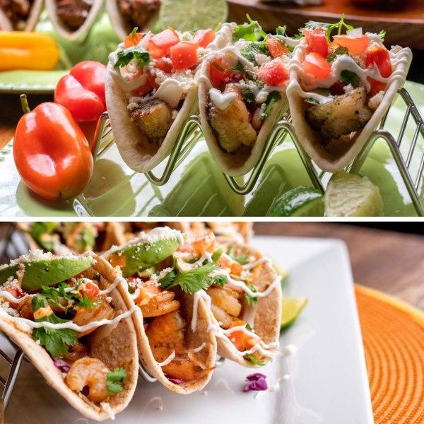 IC Tacoholder Stativ Rustfrit Stål 4 Lommer Taco Rack Bølgeform