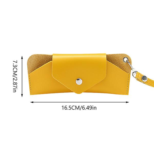 Dam Glasögon Glasögon Fodral Läder Solglasögon Case Solglasögon Fodral Case Glasögon Fodral Gul Yellow 16.5X7.3X1CM