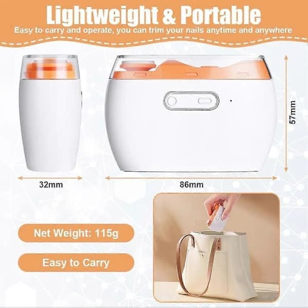 2-in-1 Electric Nail Clipper, Cordless Rechargeable Automatic with LED Light and Nail Polisher, Safe Electric Fingernail