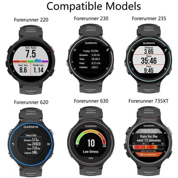 Garmin Forerunner 220/230/235/620/630/735XT armbånd silikone Sort